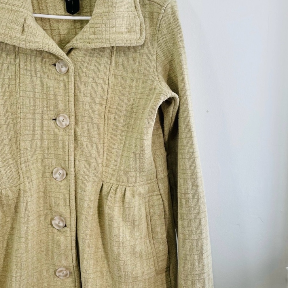 Patagonia Cream Better Sweater Long Fleece Button Front Funnel Neck Coat Medium